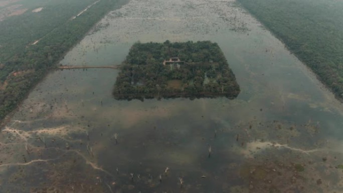 柬埔寨吴哥窟附近的湖泊古遗址建筑群全高清