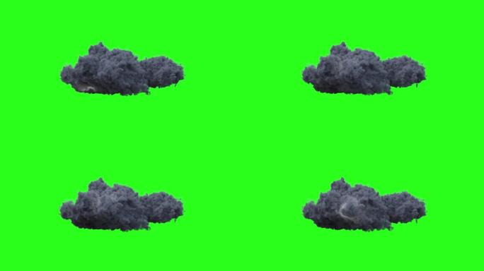 绿色屏幕上的灰色雷云