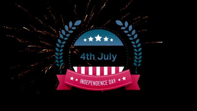 7月4日，独立日，横幅和烟花的文字
