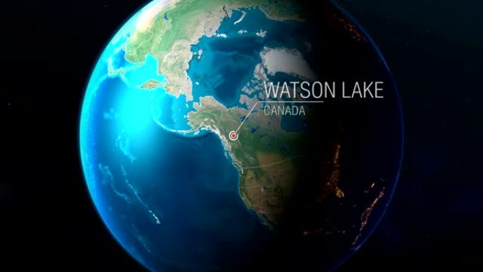 加拿大-沃森湖-从太空到地球的缩放