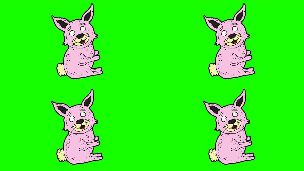 兔子的手绘绿色背景动画