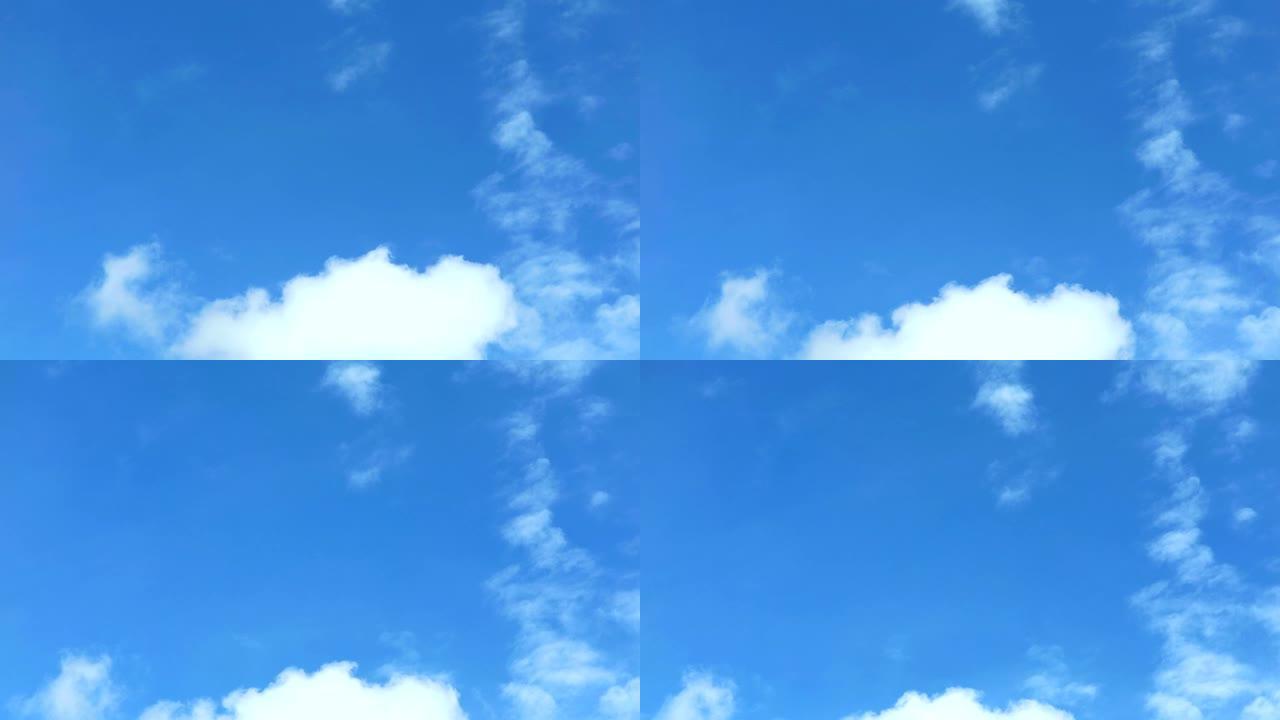蓝天白堆云时间流逝和云移动