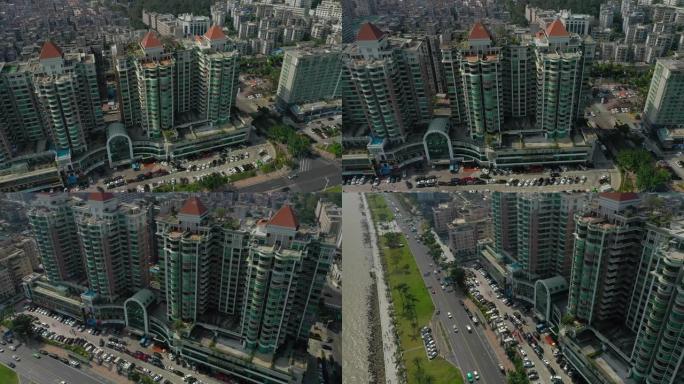 阳光明媚的一天，珠海市区交通湾空中俯瞰4k中国全景