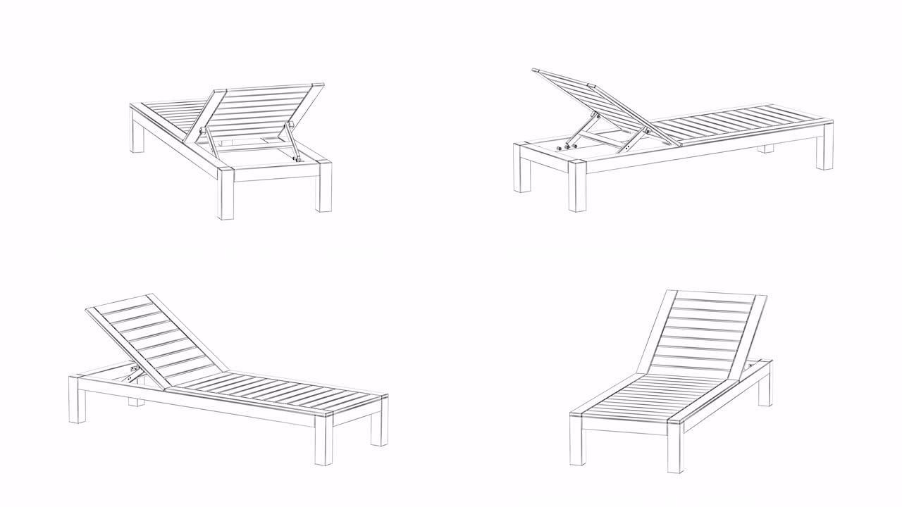 日光躺椅的3d模型