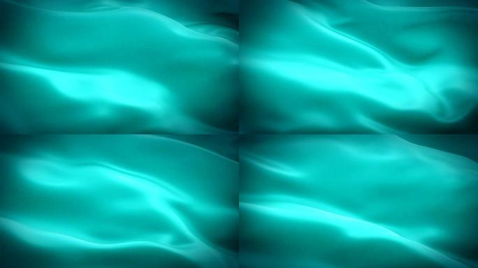 绿松石背景旗帜视频在风中挥舞。现实的水背景。绿松石旗循环1080p全高清1920X1080镜头。平静