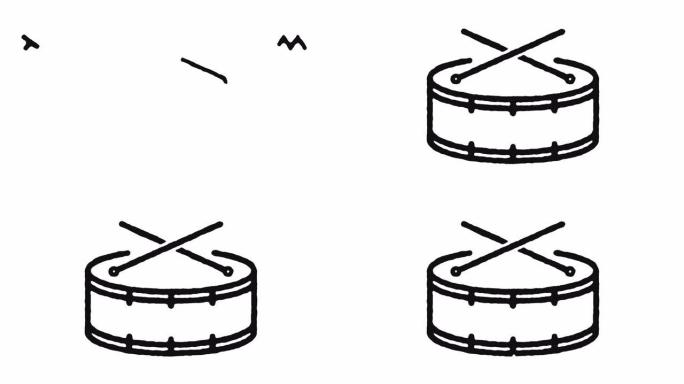 鼓图标动画镜头和阿尔法频道