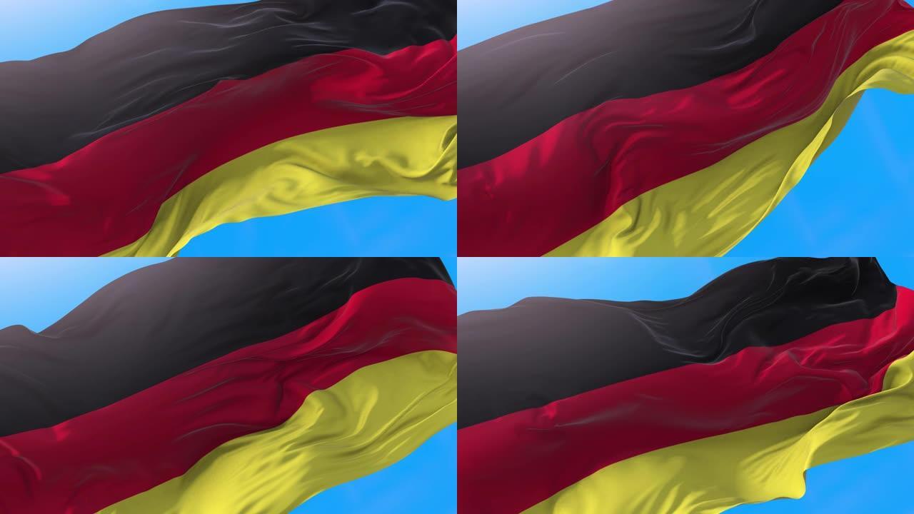 德国国旗视频挥舞4K。现实的德意志或德意志背景。日耳曼语背景3840x2160像素。