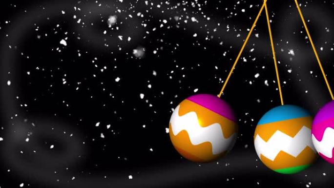 圣诞彩球在闪烁的灯光背景下摇摆。计算机生成的3D渲染网络背景