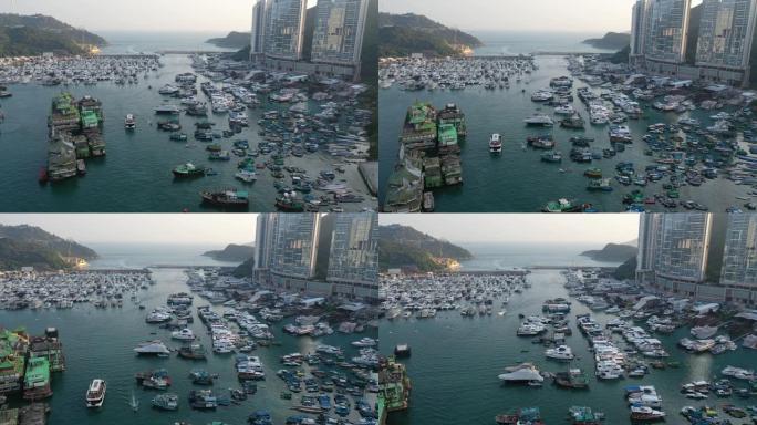 香港仔避风塘及香港鸭脷洲鸟瞰图