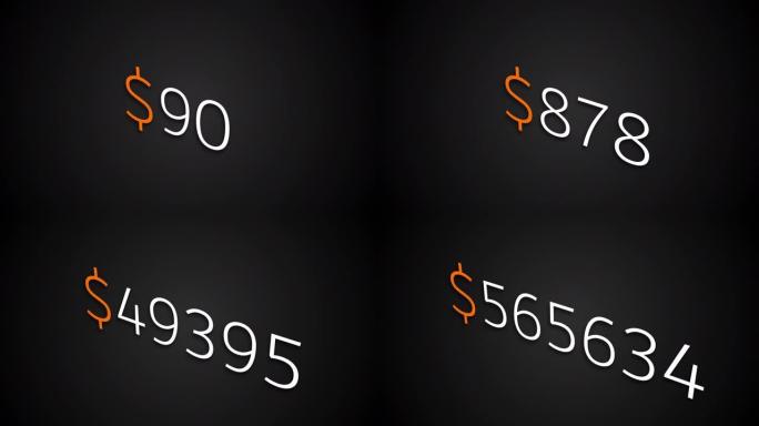 快速计算数字上的美元。货币和货币的概念。计算机生成的抽象背景。3d渲染
