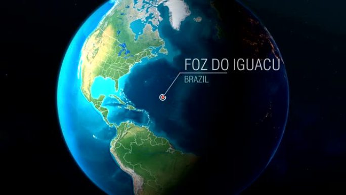 巴西-Foz do Iguacu-从太空到地球的缩放