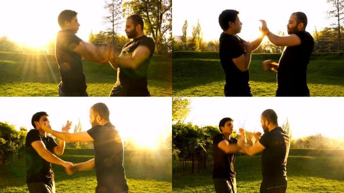 两名男子练习武术