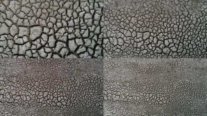 透视地板中开裂粘土天然纹理的干燥湖床