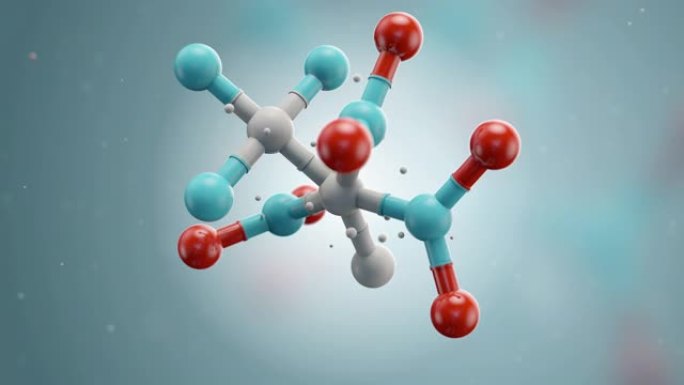 白色、蓝色和红色抽象分子结构的3d渲染