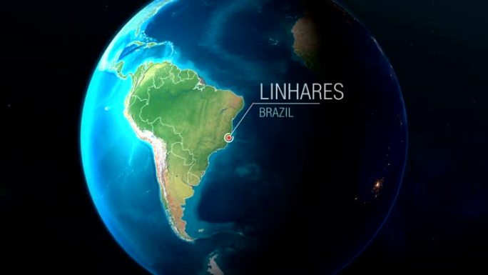 巴西-Linhares-从太空到地球的缩放