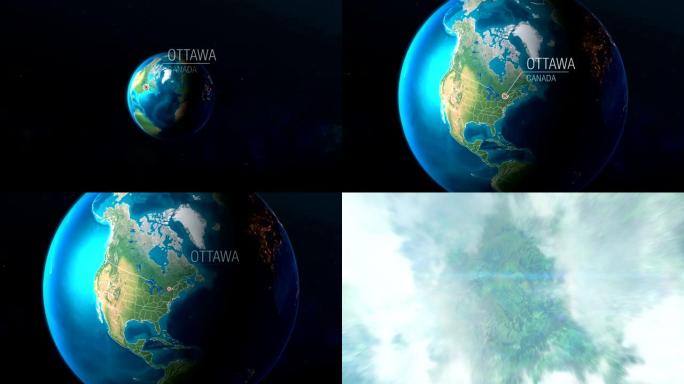 加拿大-渥太华-从太空到地球的缩放
