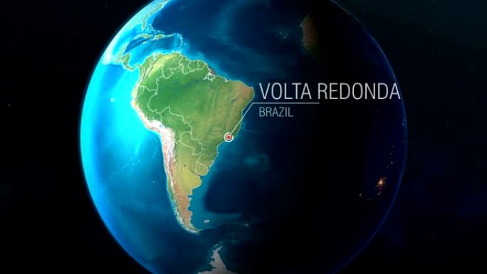 巴西-Volta Redonda-从太空到地球的缩放