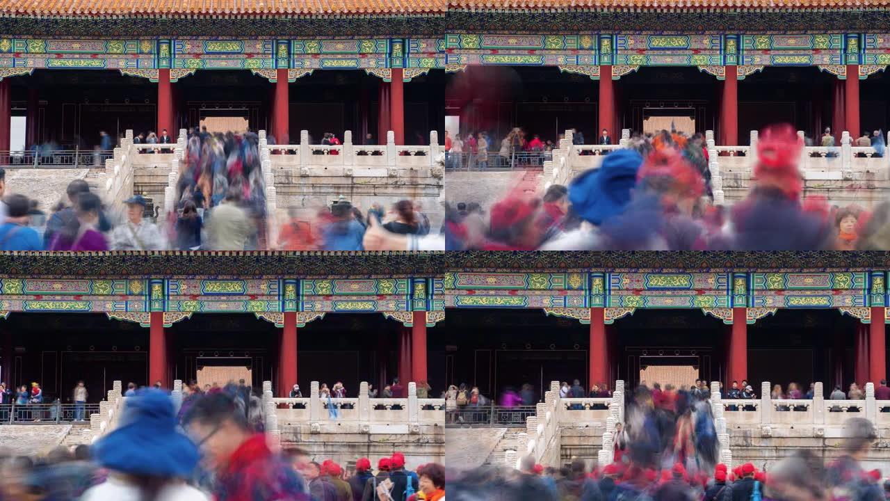 延时4k。中国北京的紫禁城 (又称故宫博物院)。