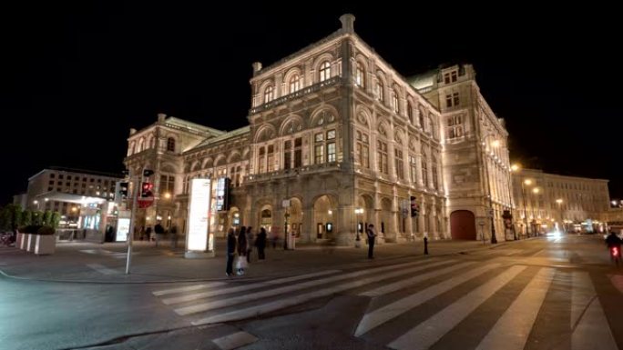 晚上维也纳国家歌剧院的延时