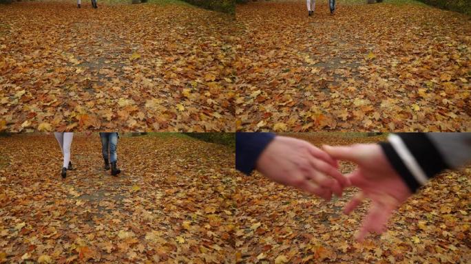 恋爱中的情侣牵着手享受浪漫的约会