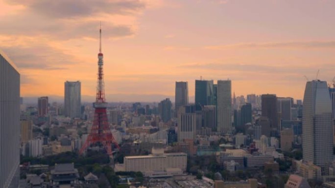 日落时的城市景观东京铁塔