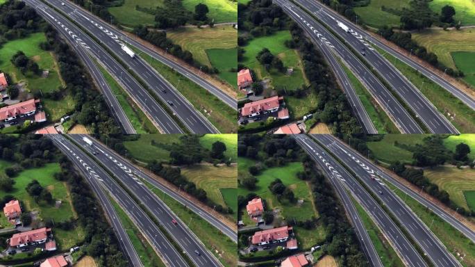 从上方看多车道高速公路