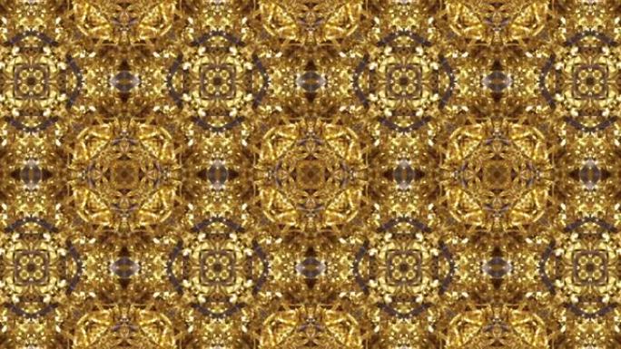 金色万花筒图案的几何华尔兹