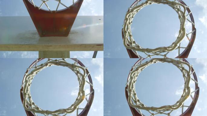 篮球网的慢动作镜头