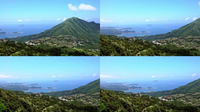 4K，鸟瞰图基隆港和山在新台北。美丽风景