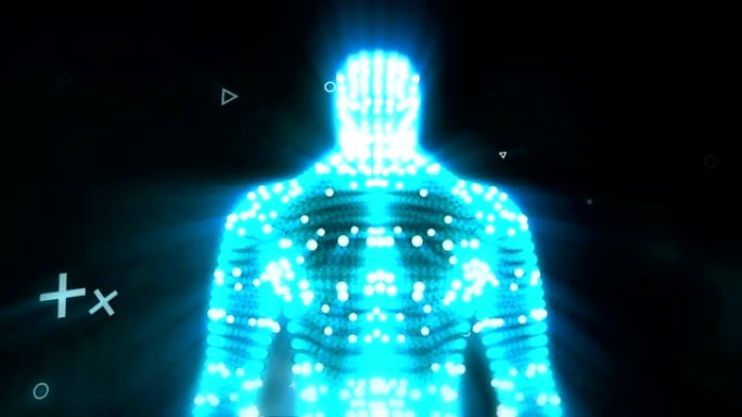 霓虹灯点3d模型组成的人体动画派对DJ