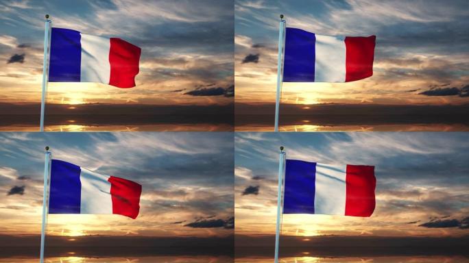 法国国旗飘扬或法国三色旗帜飘扬- 30fps 4k视频