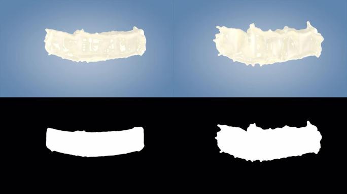 完美形状的牛奶飞溅孤立在蓝色背景上。