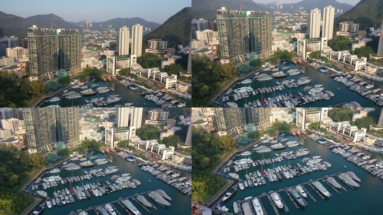 香港仔避风塘及香港鸭脷洲鸟瞰图