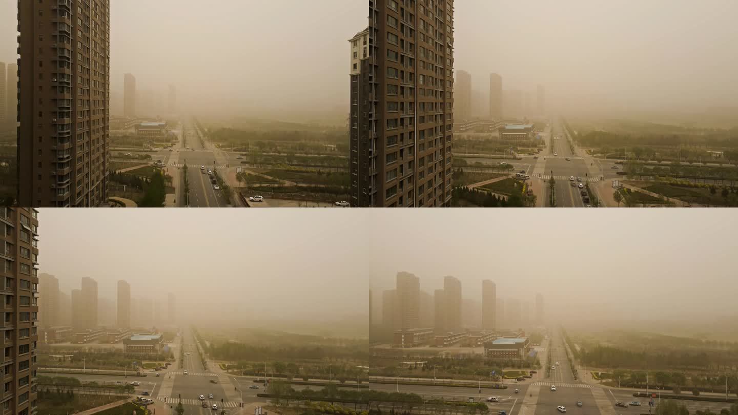 沙尘暴中的城市