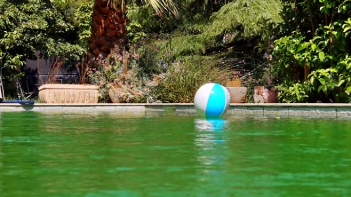 游泳池上的充气球
