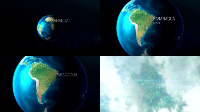 巴西-巴拉那瓜-从太空到地球的缩放