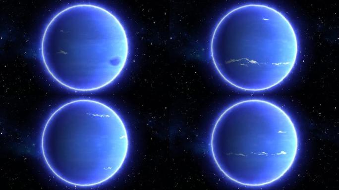 从太空延时和星星看到海王星行星的美丽景色 -- 4k无缝循环运动背景动画
