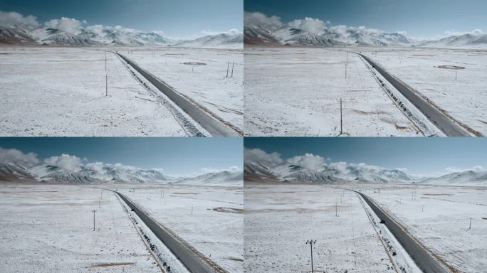 西藏旅游风光219国道银白世界雪地雪山