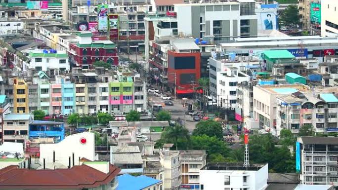 春武里府泰国Sriracha市和低交通鸟瞰图