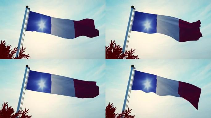 法国国旗飘扬或法国三色旗帜飘扬- 30fps 4k视频