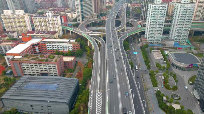 上海市黄浦区鲁班路立交桥车流延时风景视频