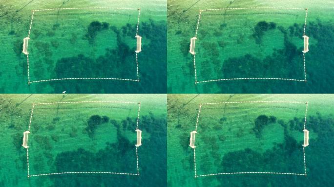 克罗地亚布拉奇岛苏马丁水球场的鸟瞰图。
