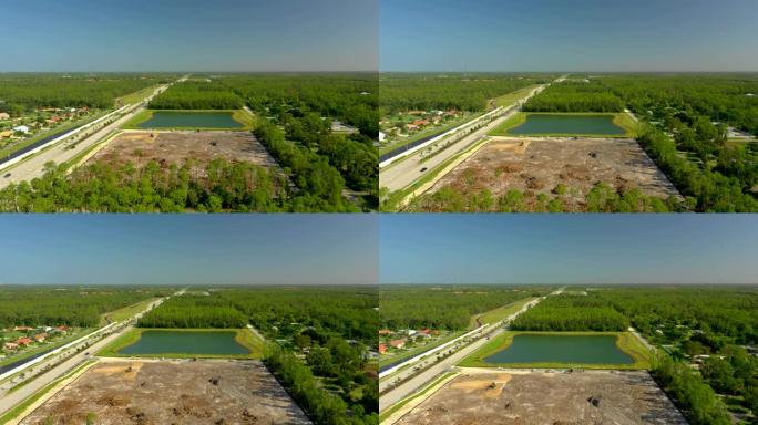 空中无人机检查镜头美国佛罗里达州那不勒斯土地开发