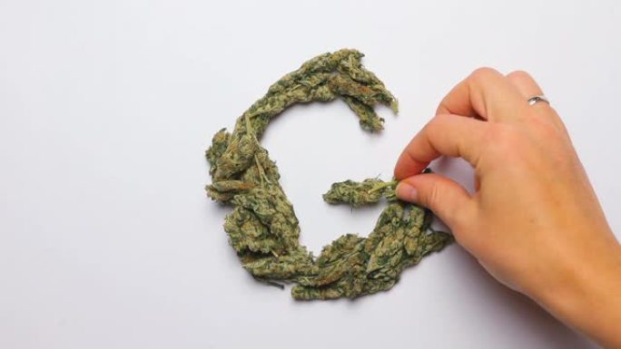 hand用大麻制作字母g，英文字母