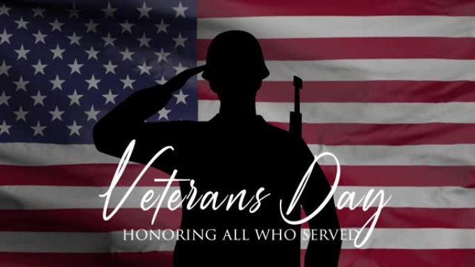 退伍军人节，向所有服役的人致敬，美国国旗，高清动画，4K网络横幅。