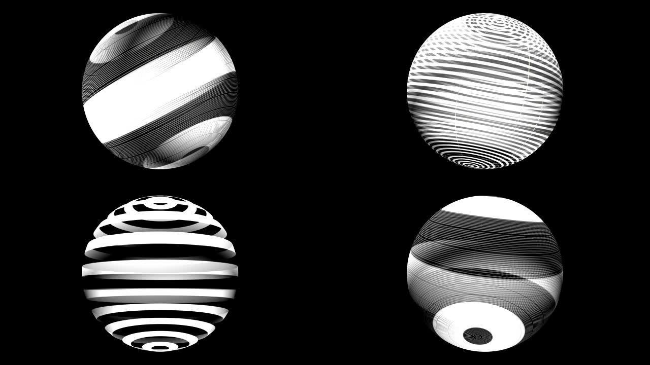 黑白rorating slices sphere