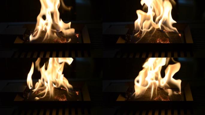 一个生物壁炉燃烧乙醇气体。