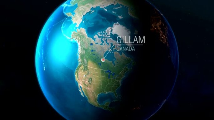 加拿大-吉拉姆-从太空到地球的缩放