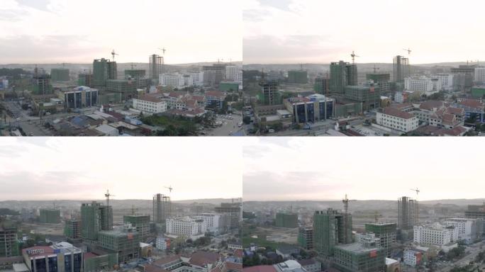 柬埔寨西哈努克市的建筑起重机和建筑过程