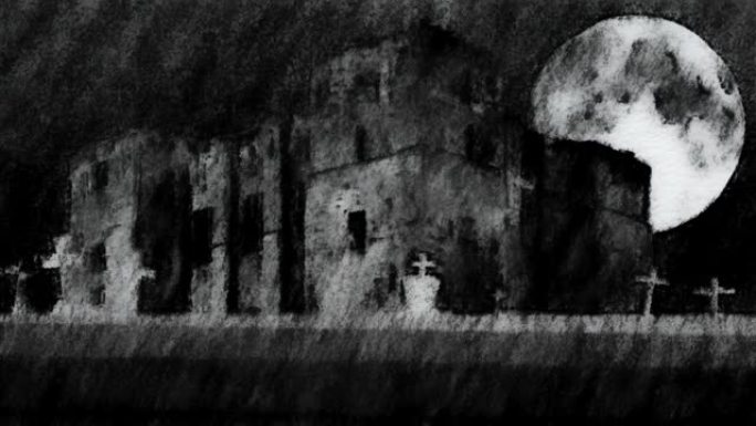 恐怖城堡墓地和满月